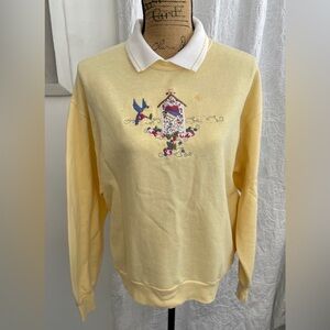 Top Stitch Morning Sun Cotton Blend Sweatshirt Embroidered Cottagecore Y2K Sz M